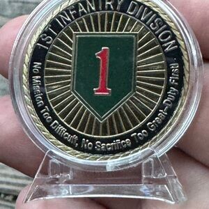 1st Infantry Division Commemorative Coin in display case